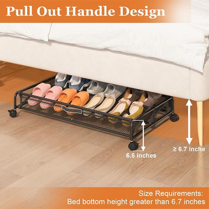 Under Bed Shoes Storage, 2 Pack Rolling Under-bed Storage Containers - Image 7