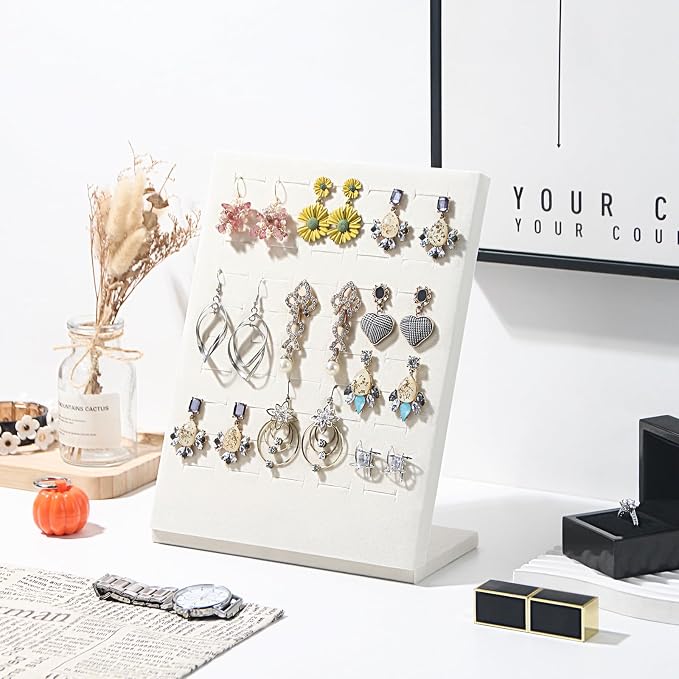 Ring Board Display Stand, Velvet Jewelry Earring Organizer Holder - Image 4
