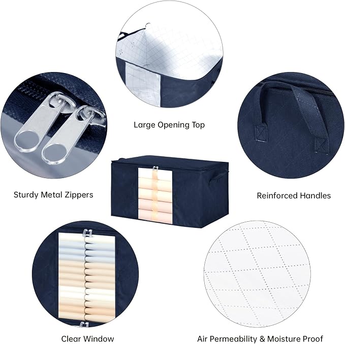 8 Pack Clothes Storage Bags - 60L Blanket Organizers and Storage - Image 3