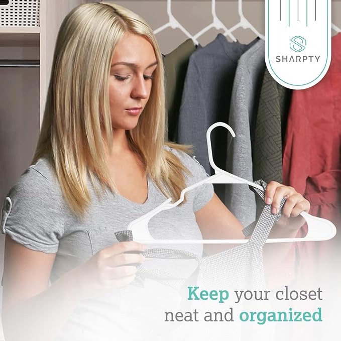 Sharpty Plastic Hangers, 50 Pack, Space Saving, Heavy Duty - Image 3
