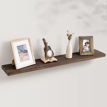 Axeman Floating Shelves for Wall, Rustic Elm Wood 48'' x 8" Deep Wall Shelf by Axeman