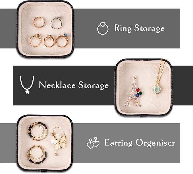 SANQIANWAN Set of 3 Small Stackable Jewelry Organizer Trays Mini Jewelry Drawer - Image 3