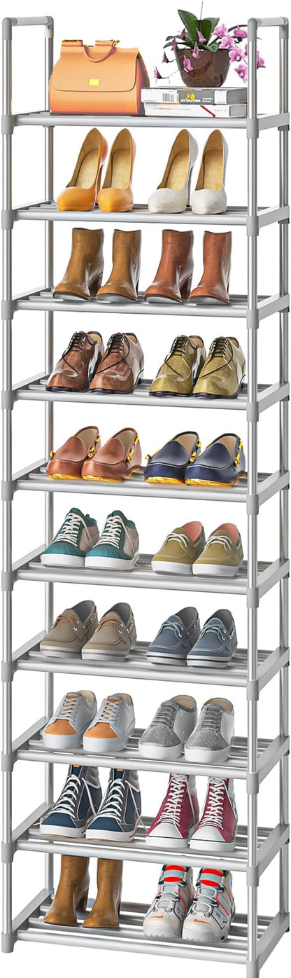OYREL 10-Tier Metal Shoe Rack, Narrow Shoe Rack Organizer, Sturdy Shoe Shelf by OYREL