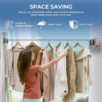 Retractable Clothesline Indoor Outside Heavy-Duty, Upgrade 304 Double Stainless - Image 7
