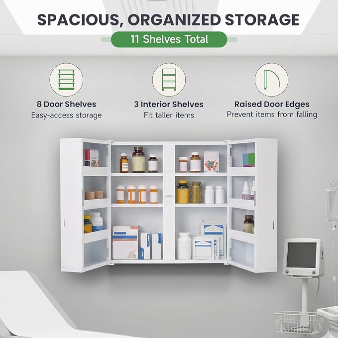 Large Locking Medicine Cabinet, 11 Shelves, Wall Mounted | Ample Med Storage - Image 5