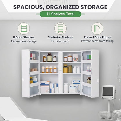 Large Locking Medicine Cabinet, 11 Shelves, Wall Mounted | Ample Med Storage - Image 5