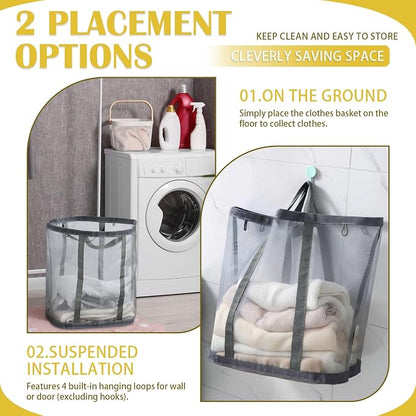 Mesh Laundry Basket, Hanging Laundry Hamper - Image 4