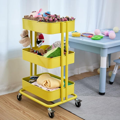 3 Tier Rolling Cart Metal Heavy Duty Utility Cart - Image 8
