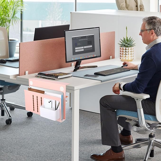 LUKETURE Desk Side Storage Laptop Holder No Drill Clamp On Organizer | Steel - Image 8