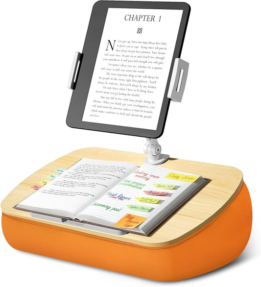 Cozy Kindle Pillow Stand with 360° Adjustable Tablet Holder, Wooden Panel by ERGONOV