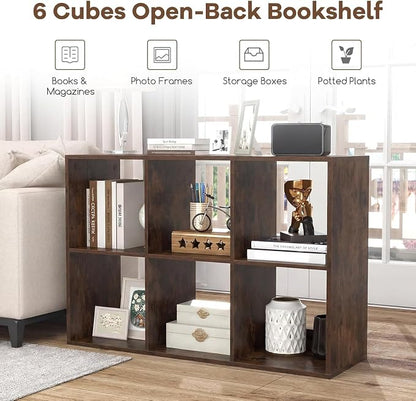 POWERSTONE 6 Cube Storage Organizer, 3 Tier Cubby Bookshelf Freestanding - Image 5