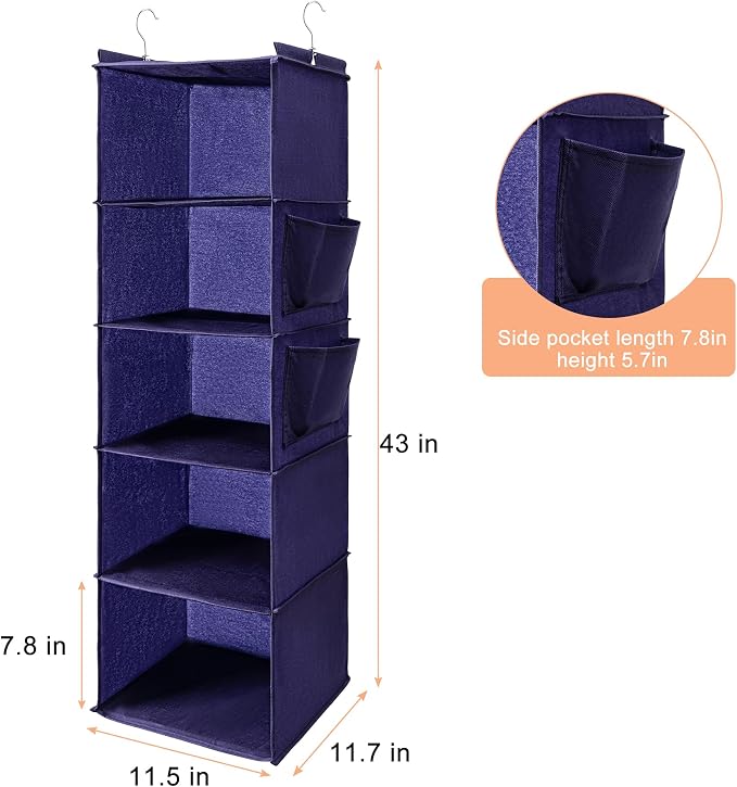 BOOMIBOO Hanging Closet Organize and Shelves, 5-Hanging Shelf - Image 2