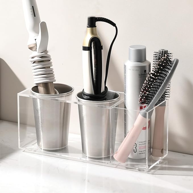 Acrylic Hair Tool Organizer, Curling Iron Holder Countertop, Hair Dryer by Homestorage