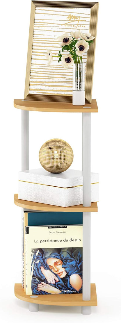 Furinno TURN-N-TUBE Corner Shelf, 3-Tier Corner Bookshelf, Display Storage - Image 4