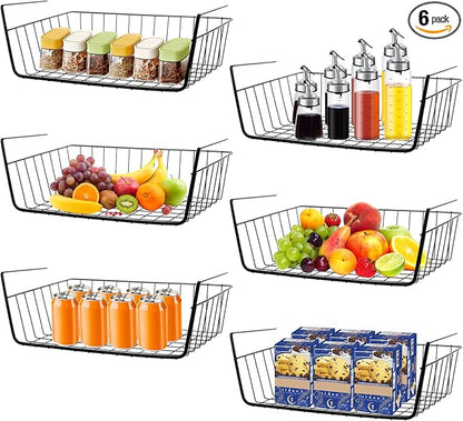 6 Pcs Undershelf Storage Basket Under Shelf Wire Basket Household Metal Under by HOFURME