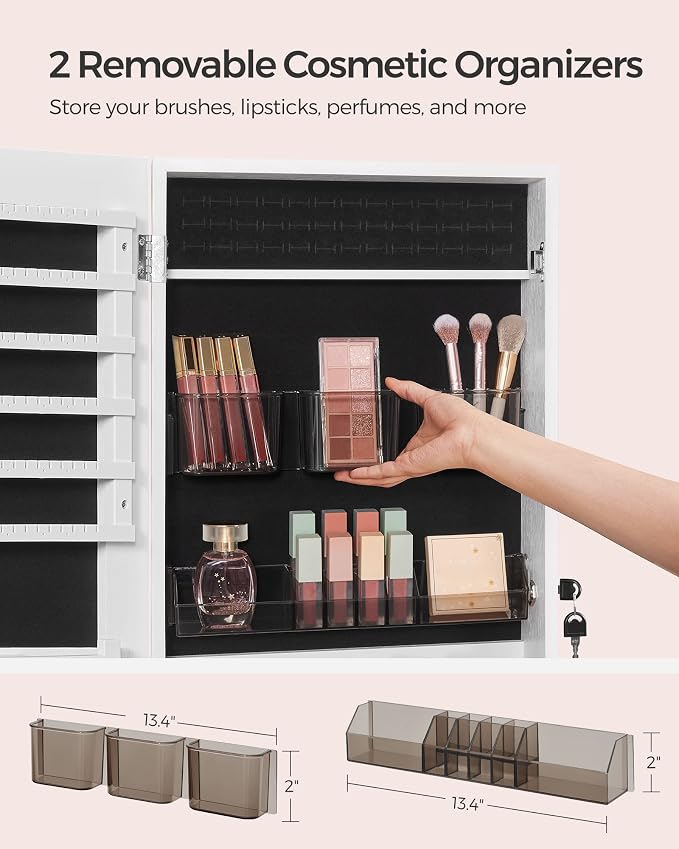 SONGMICS Jewelry Cabinet Armoire, Lockable Wall-Mounted Organizer Unit - Image 4