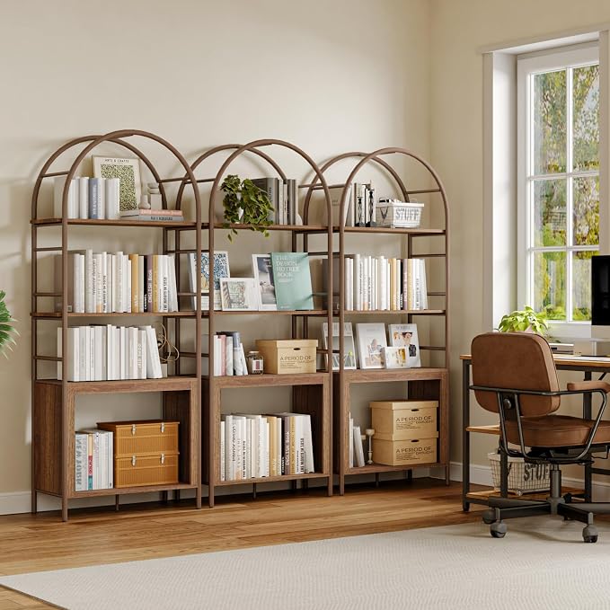 BREEZEHEAT 4-Tier Arched Bookshelf, Floor Standing Open Display Storage Shelf - Image 7