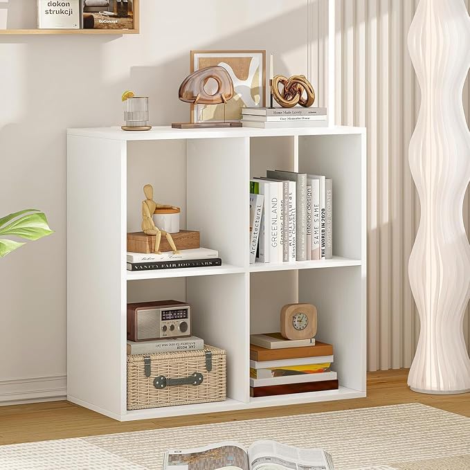 POWERSTONE 4 Cube Storage Organizer Set of 2, 2 Tier Cubby Bookshelf - Image 3