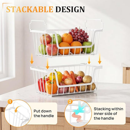 SUNALLY Stackable Storage Bins 4 Pcs Wire Baskets Freezer Organizer, Vegetable - Image 5