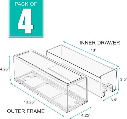 Sorbus Small Clear Stackable Storage Drawers – 4-Pack Plastic Organizer Bins - Image 3
