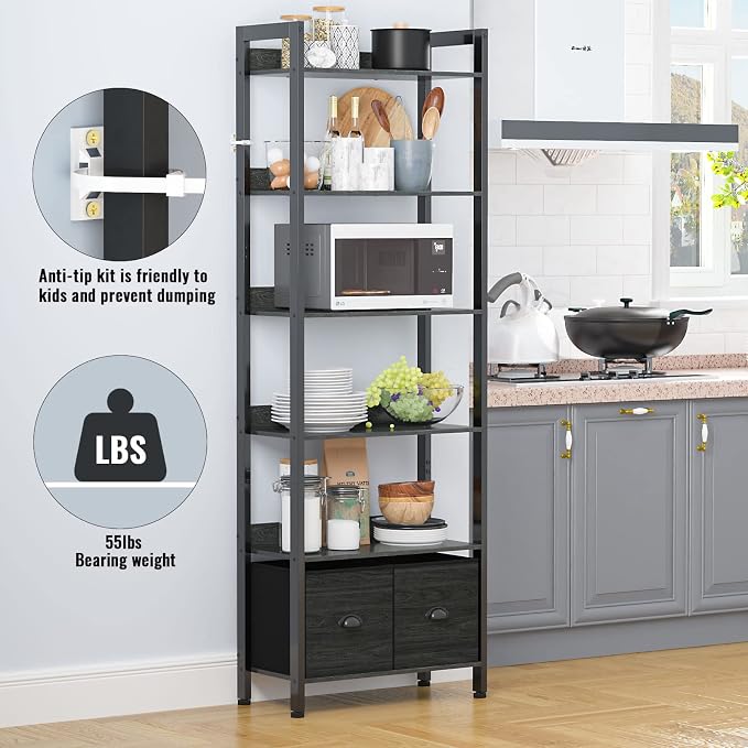 Furologee 6-Tier Bookshelf, Tall Bookcase - Image 6