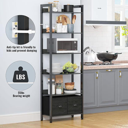 Furologee 6-Tier Bookshelf, Tall Bookcase - Image 6