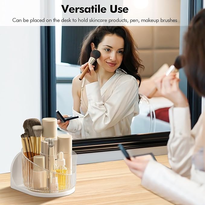 Poeland Wall Mounted Makeup Brushes Organizer, 360 Rotating Makeup Holder - Image 6