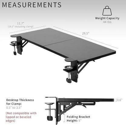 VIVO Black Clamp-on 30 x 12 in Desk Extender, DESK-EXT30 | Foldable, Wrist - Image 2