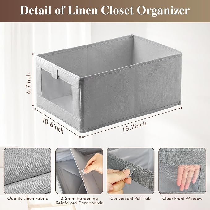 Linen Closet Organizers and Storage, 2 Pack Storage Bins Linen Clothing - Image 2