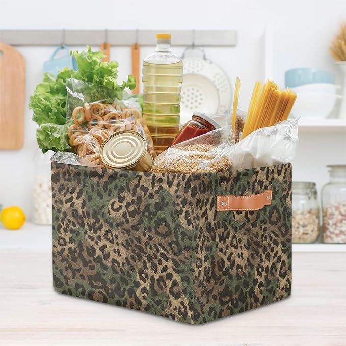 Pardick Leopard Cheetah Vintage Basket Storage Bins Large Fabric Toys Storage - Image 7