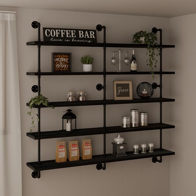 HDDFER Floating Shelves for Wall Bookshelf Industrial Pipe Shelving Shelves 60 - Image 7