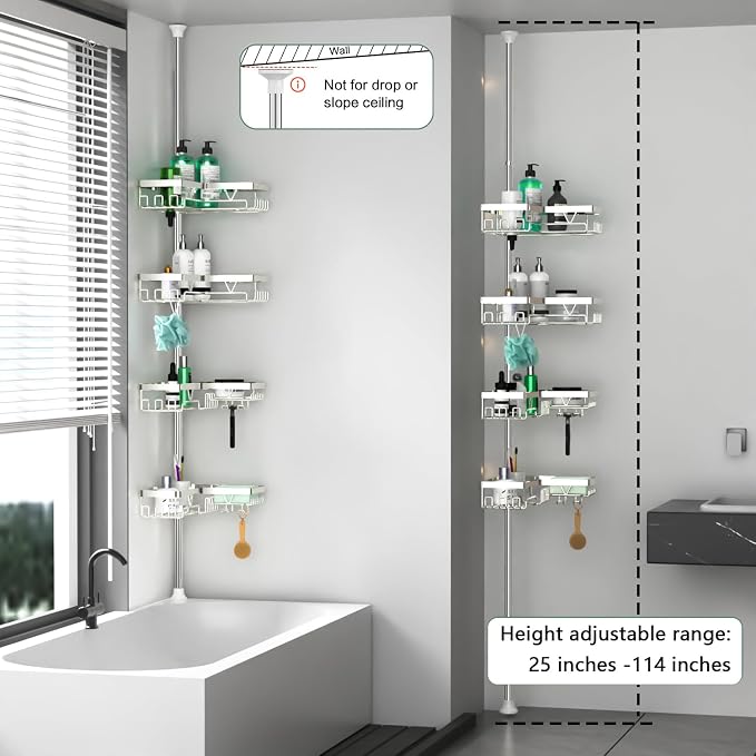 DAOYA Corner Shower Caddy Tension Pole - Image 6