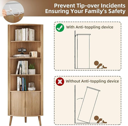 5-Tier Corner Shelf, 66.73''Tall Modern Corner Bookshelf, 5 Shelf Bookcase - Image 7