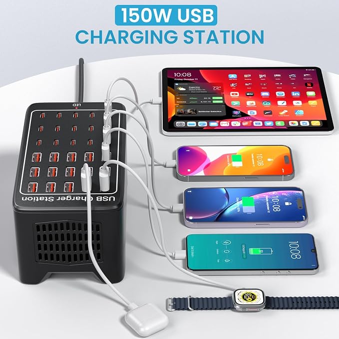 USB C Charging Station for Multiple Devices, 150W 30 Ports Charger Block for - Image 2