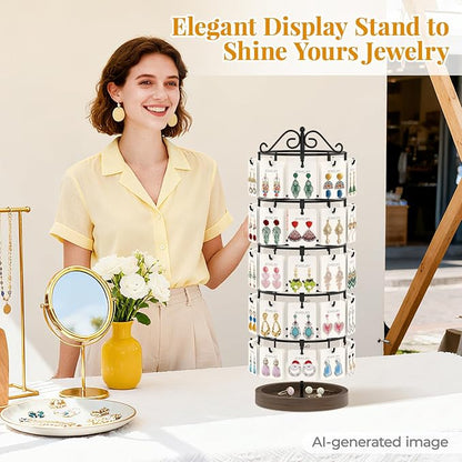 EsLuker.ly Earring Holder Organizer Rotating Display Tree Stand, Adjustable - Image 9