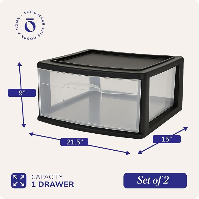 HOMZ 2-Pack 1-Drawer Storage Cart, and Classroom - Image 2
