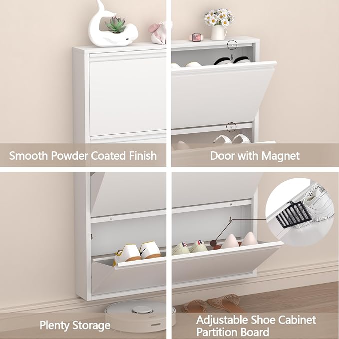 GREATMEET Shoe Rack for Closet, Slim Wall Mounted Metal Cabinet - Image 4