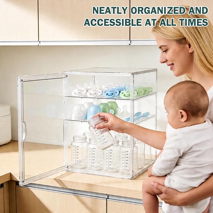 Baby Bottle Organizer, 3 Tiers Acrylic Bottle Storage Organizer Container - Image 5