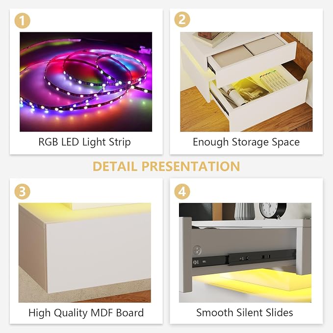 Floating Nightstand Set of 2, Wall Mounted Night Stand - Image 6
