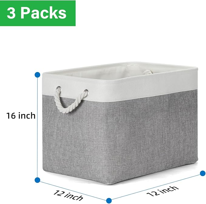 Bidtakay Large Storage Baskets for Organizing 3-Pack Fabric Closet Organizers - Image 5