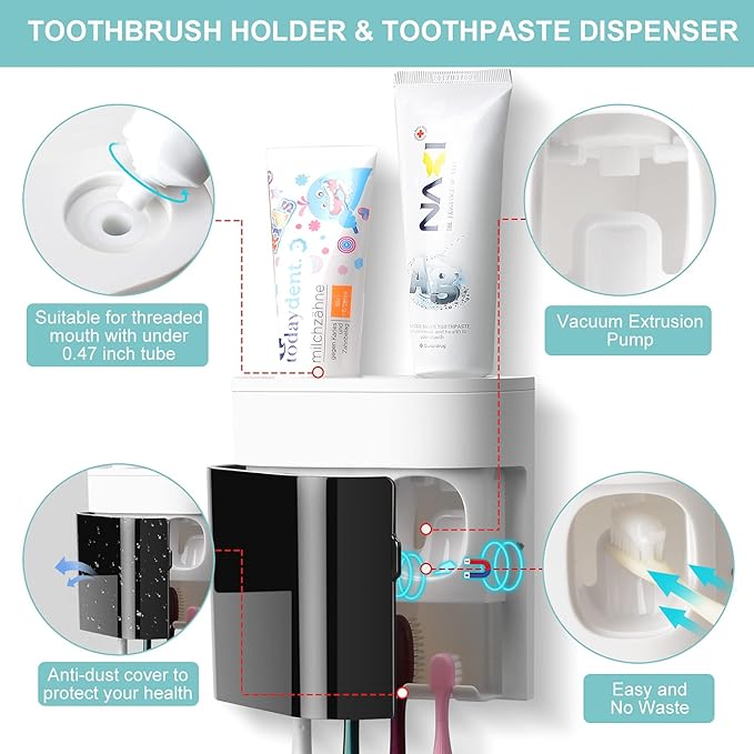 Toothbrush Holder Toothpaste Dispenser Wall Mounted - Image 3