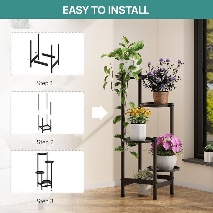 viewcare 4-Tier Plant Stand, Heavy Duty Metal Planter Rack -Indoor/Outdoor - Image 7