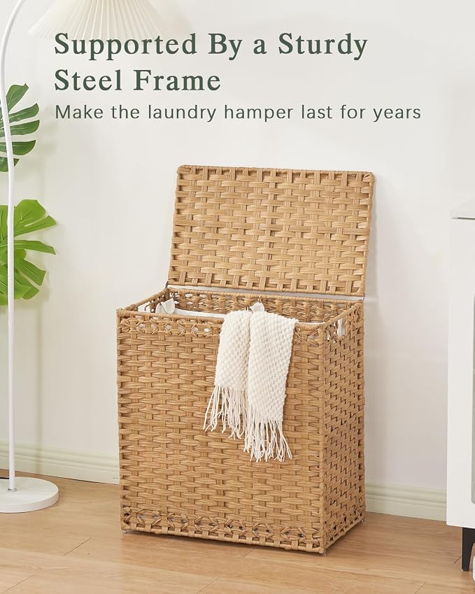 Laundry Hamper with Lid Wicker Laundry Basket 112 L Laundry Hampers Handwoven - Image 8