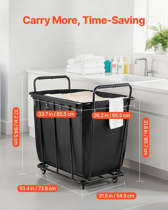 VEVOR Laundry Cart, Rolling Grocery Utility Cart - Image 3