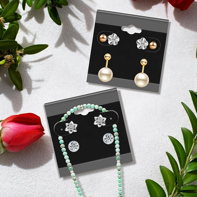 100 Pieces Black Earring Card Holders Velvet Hanging Jewelry Display Cards - Image 4