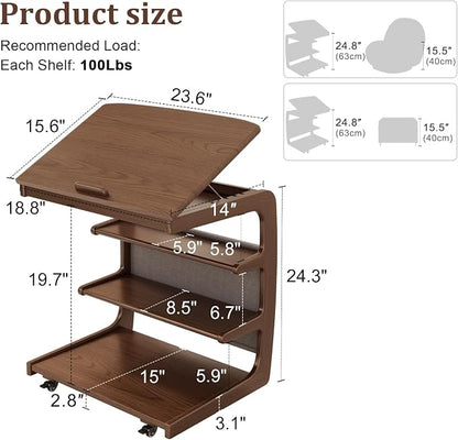 AQIMUELE Rolling Side Table, C Shaped End Table, C Table - Image 2