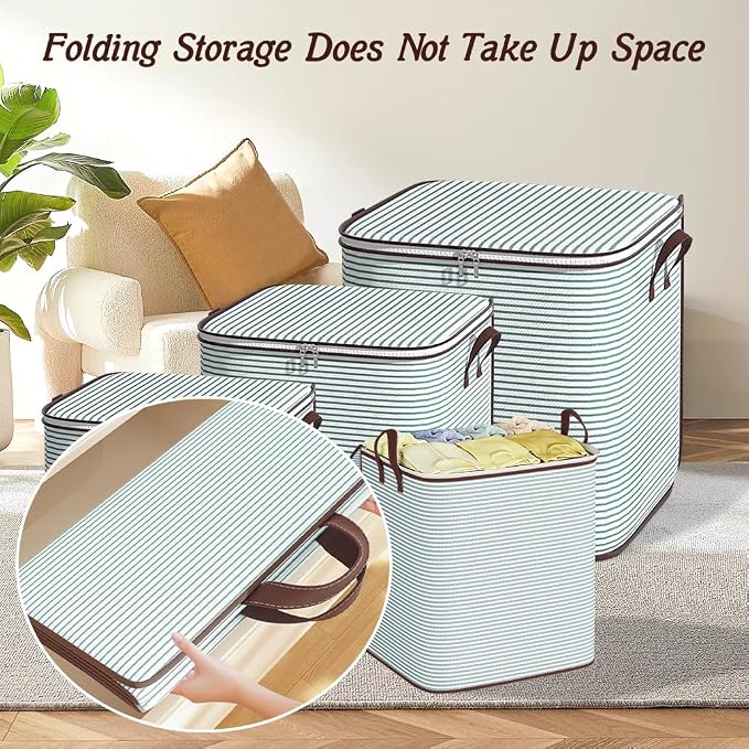 Blanket Storage, 100L Foldable Storage Bin, Large Clothes Organizer Bags - Image 3