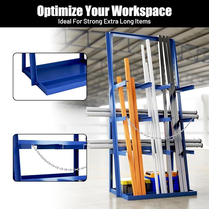 Vertical Bar Rack, 3000 LB Capacity, Steel Bays Long Parts Storage Rack - Image 4