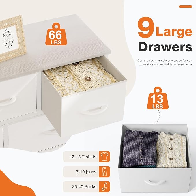 Sweetcrispy 9-Drawer Fabric Dresser Storage Tower - Image 5
