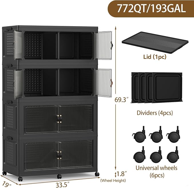 SAILUN 190Gal/760Qt Stackable Storage Bins Folding Collapsible Storage Bins - Image 4